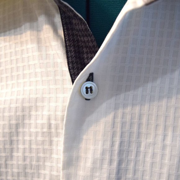 Men's Antonio Valente Crossover Trim Fit White Cotton Dress Shirt - Picture 2 of 9